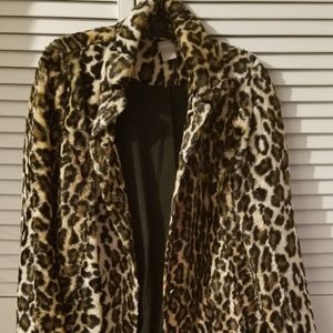 leopard print faux fur jacket